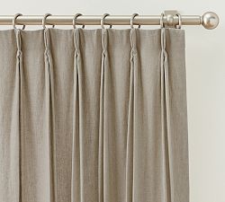 Open Box: Belgian Flax Linen Pinch Pleat Light Filtering Curtain, 50"W x 96"L - Dark Flax