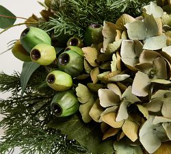 Faux Cedar and Hydrangea Composed Arrangement