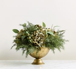 Faux Cedar and Hydrangea Composed Arrangement