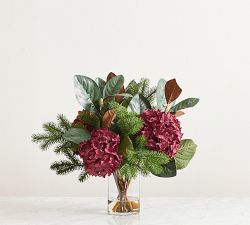Faux Red Mixed Hydrangea Composed Arrangement