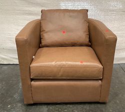 Open Box: Ayden Barrel Arm Leather Swivel Chair (32") - Churchfield Camel