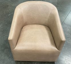 Open Box: Baldwin Leather Swivel Armchair - Churchfield Taupe