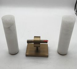 Open Box: Frances Double Tube Sconce (22") - Tumbled Brass, Alabaster