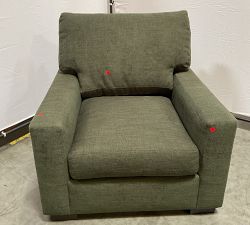 Open Box: Turner Square Arm Upholstered Small Armchair (36") - Performance Heathered Tweed Evergreen