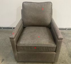 Open Box: Tyler Square Arm Leather Swivel Armchair without Nailheads (36") - Statesville Iron