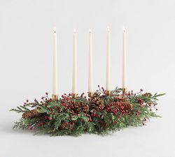 Faux Pinecone &amp; Red Berry Centerpiece