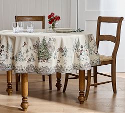 Vintage Christmas Round Cotton Tablecloth
