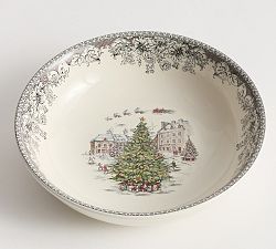 Vintage Christmas Stoneware Cereal Bowls - Set of 4