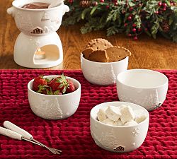Whistler Chalet Embossed Stoneware Dip Bowls - Set of 4