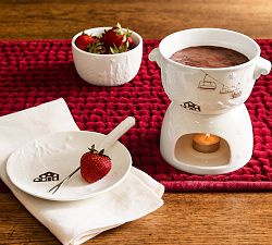 Whistler Chalet Embossed Stoneware Fondue Pot