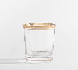 Gold Rim Double Old Fashioned Glasses - Set of 4