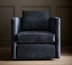 Ayden Barrel Arm Leather Swivel Chair