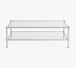 Open Box: Everson Rectangular Glass Coffee Table - Polished Nickel