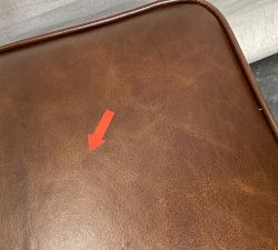 Open Box: Irving Leather Storage Ottoman - Coffee, Statesville Molasses