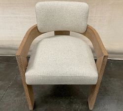 Open Box: Modern Farmhouse Dining Armchair - Fog, Performance Boucle Oatmeal