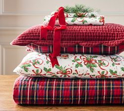 Norman Rockwell Ribbons &amp; Holly Pillowcases - Set of 2