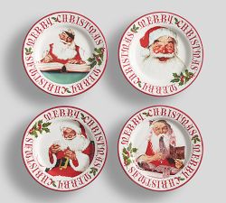 Norman Rockwell Stoneware Appetizer Plates - Set of 4