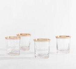 Gold Rim Double Old Fashioned Glasses - Set of 4