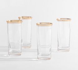 Gold Rim Highball Glasses- Set of 4