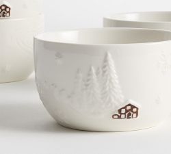 Whistler Chalet Embossed Stoneware Dip Bowls - Set of 4
