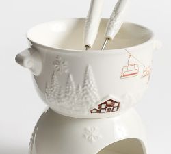 Whistler Chalet Embossed Stoneware Fondue Pot