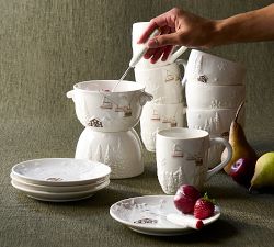 Whistler Chalet Embossed Stoneware Fondue Pot