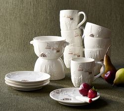 Whistler Chalet Embossed Stoneware Fondue Pot