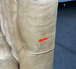 Open Box: Edgewood Leather Swivel Chair without Nailheads - Keystone Sandstone, Seadrift