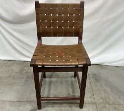 Open Box: Fenton Leather Counter Stool (24"H) - Statesville Toffee,  Coffee Bean Legs