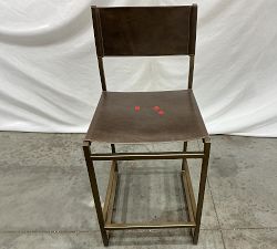 Open Box: Hardy Leather Counter Stool (25"H) - Black, Bronze Legs