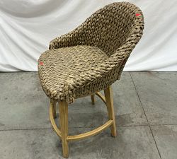 Open Box: Seagrass Bucket Swivel Counter Stool (27") - Gray Wash, Seadrift Legs