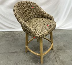 Open Box: Seagrass Bucket Swivel Counter Stool (27") - Gray Wash, Seadrift Legs