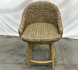 Open Box: Seagrass Bucket Swivel Counter Stool (27") - Gray Wash, Seadrift Legs
