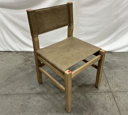 Open Box: Segura Leather Side Dining Chair - Legacy Taupe, Seadrift Legs