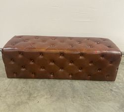 Open Box: Tufted Leather Bench - Statesville Molasses