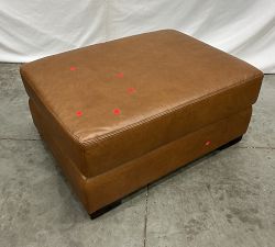 Open Box: Turner Leather Grand Ottoman Without Nailheads (35") - Vintage Caramel, Dark Walnut Feet