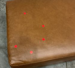 Open Box: Turner Leather Grand Ottoman Without Nailheads (35") - Vintage Caramel, Dark Walnut Feet