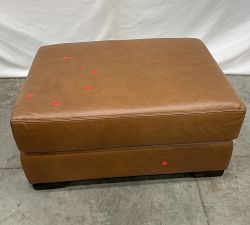 Open Box: Turner Leather Grand Ottoman Without Nailheads (35") - Vintage Caramel, Dark Walnut Feet