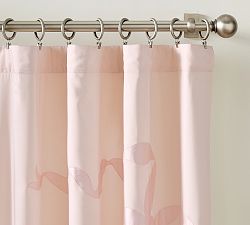 Open Box: Love Shack Fancy Rococo Bow Light Filtering Curtain, Set of 2 (50"W x 84"L) - Pink Multi