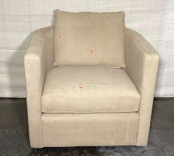 Open Box: Ayden Barrel Arm Leather Swivel Armchair (32") - Nubuck Wheat