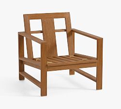 Open Box: Indio FSC® Eucalyptus Outdoor Lounge Chair Frame - Faux Teak, Antique Brass