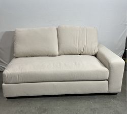 Open Box: Big Sur Square Arm Right Loveseat with Bench - Performance Pebble Weave Flax