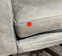 Open Box: Gideon Leather Swivel Desk Chair - Leather Keystone Azure, Antique Bronze