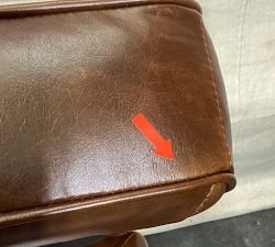Open Box: Irving Leather Storage Ottoman without Nailheads - Statesville Molasses, Coffee Feet