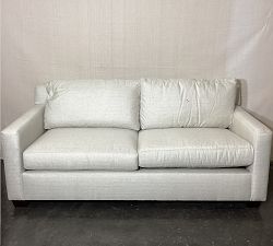 Open Box: York Square Arm Upholstered Sofa, Down Blend (81"), 2X2 - Basketweave Slub Oatmeal
