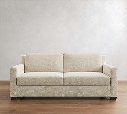 Open Box: York Square Arm Upholstered Sofa, Down Blend (81"), 2X2 - Basketweave Slub Oatmeal
