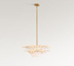 Palmette Glass Leaf Two Tier Chandelier (30")