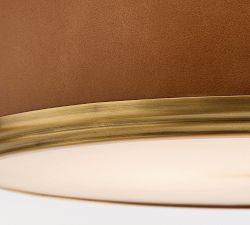 Redford Caramel Leather Round Flush Mount (15")