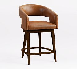 Open Box: Baldwin Leather Open Back Swivel Counter Stool (25"H) - Statesville Caramel, Tahoe Brown
