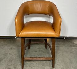 Open Box: Baldwin Leather Open Back Swivel Counter Stool (25"H) - Statesville Caramel, Tahoe Brown